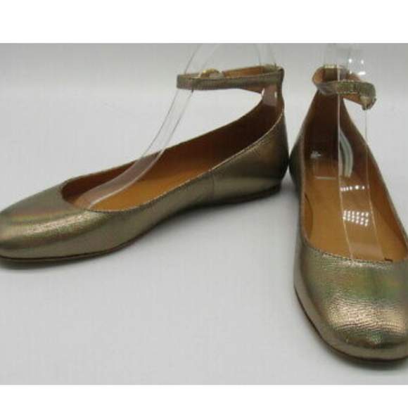 Isabel Marant Etoile Gold Metallic Textured Leather Ballet Flats sz 37 - Picture 2 of 5